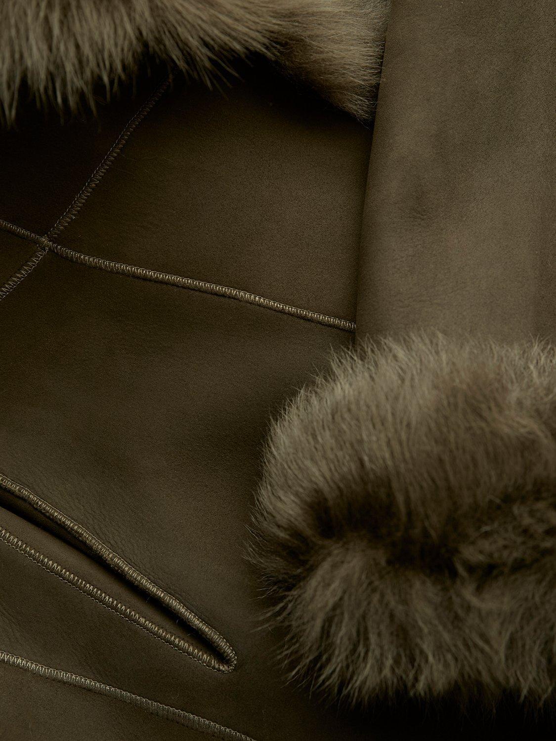 Product image 6 of 6, which shows Celtic & Co. Toscana Trim Sheepskin Jacket, Black Olive, 8