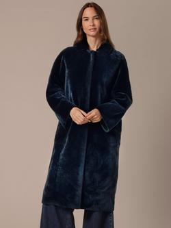 Celtic & Co. Cocoon Sheepskin Coat, Dark Icelandic Blue, Dark Icelandic Blue