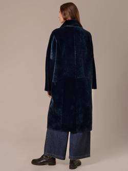 Celtic & Co. Cocoon Sheepskin Coat, Dark Icelandic Blue - view 2, Dark Icelandic Blue
