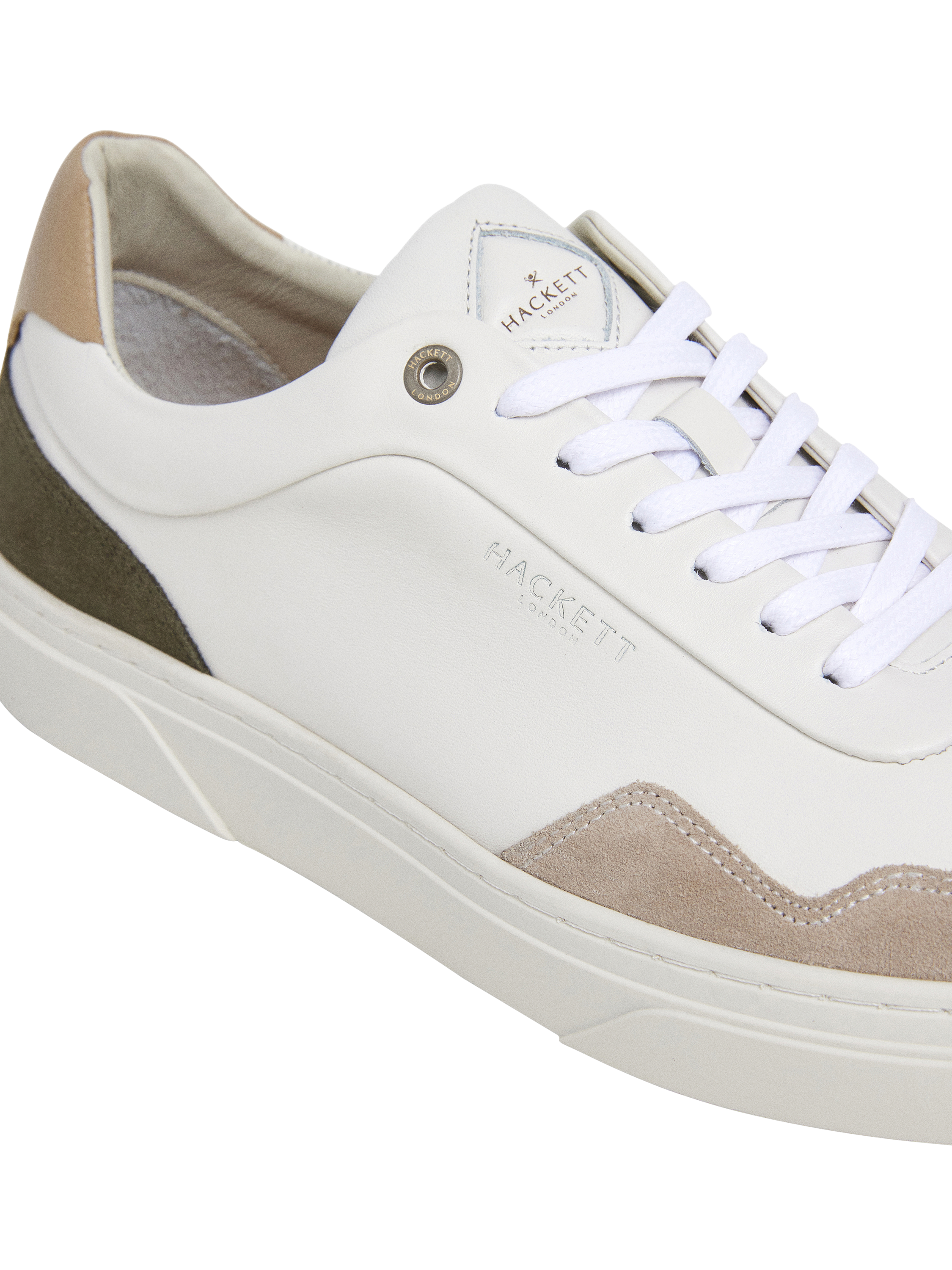 Product image 5 of 6, which shows Hackett London Lace Up Leather Trainers, Caramel Beige, 11