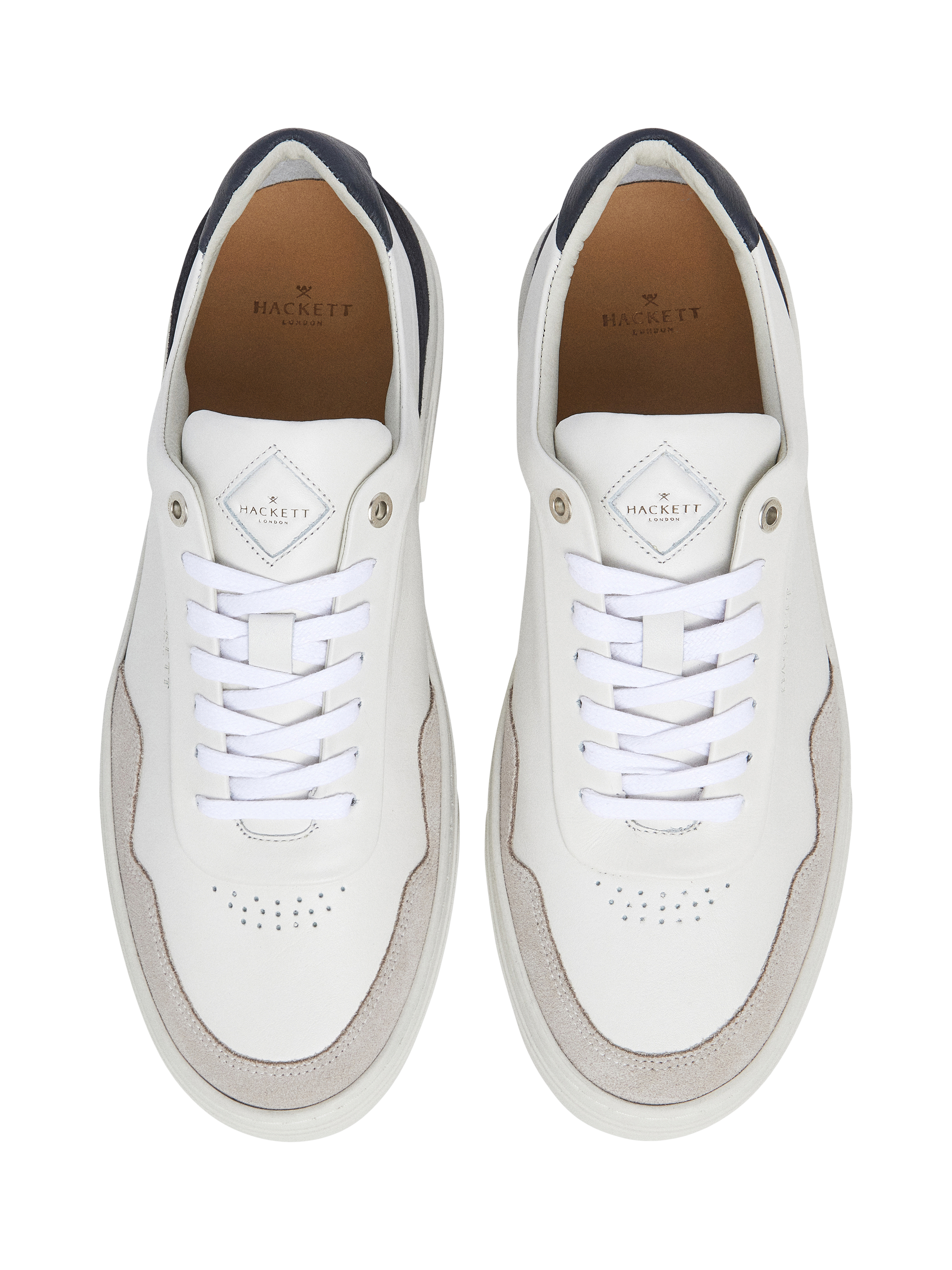 Product image 2 of 6, which shows Hackett London Lace Up Leather Trainers, Marl Grey, 8