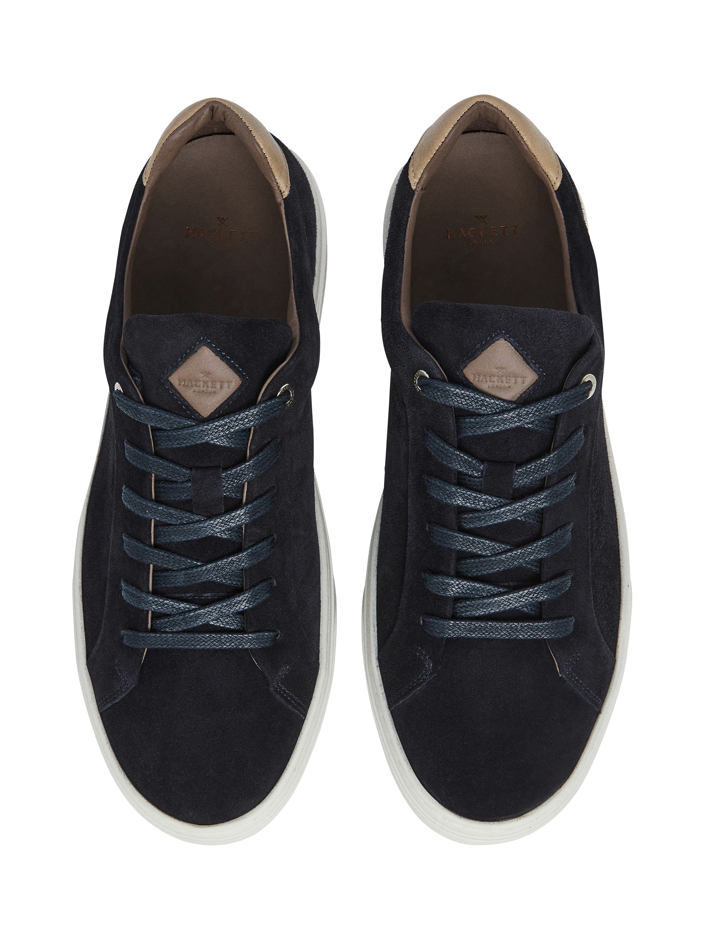 Product image 2 of 6, which shows Hackett London Lace Up Suede Trainers, Navy, 11