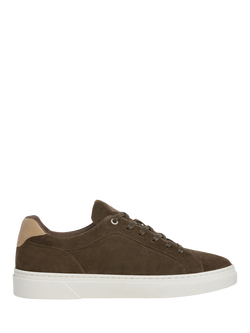 Hackett London Lace Up Suede Trainers, Grey Green, Grey Green