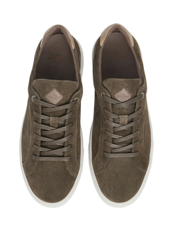 Hackett London Lace Up Suede Trainers, Grey Green - view 2, Grey Green