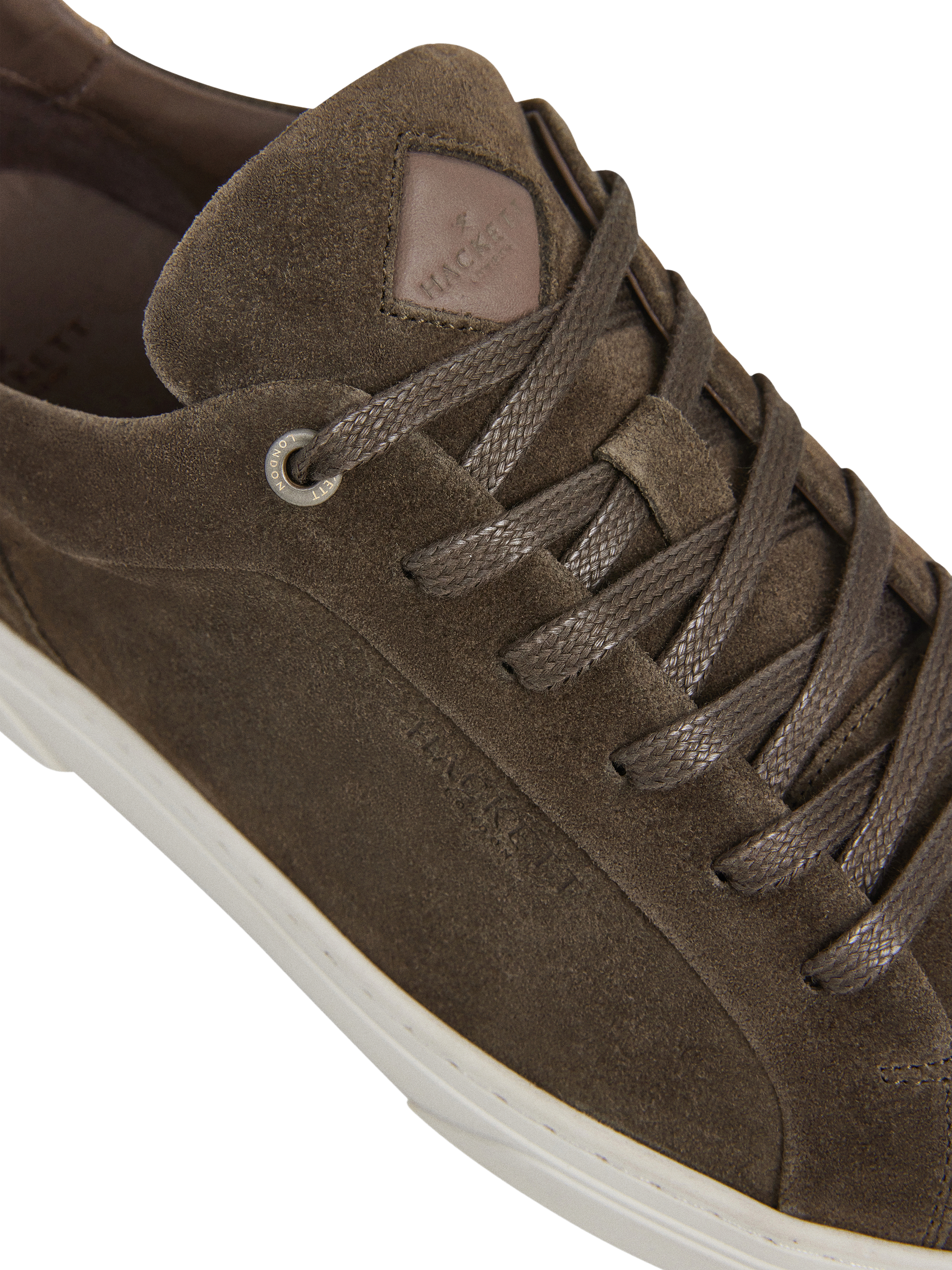 Product image 5 of 6, which shows Hackett London Lace Up Suede Trainers, Grey Green, 11
