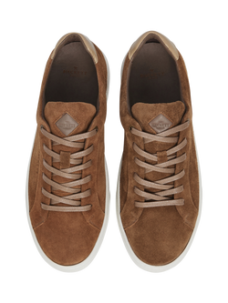 Hackett London Lace Up Suede Trainers, Dark Stone Beige - view 2, Dark Stone Beige