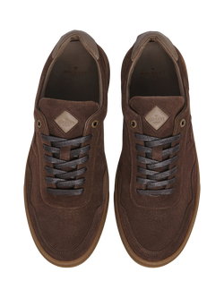 Hackett London Tonal Motif Suede Trainers, Bark Brown - view 2, Bark Brown
