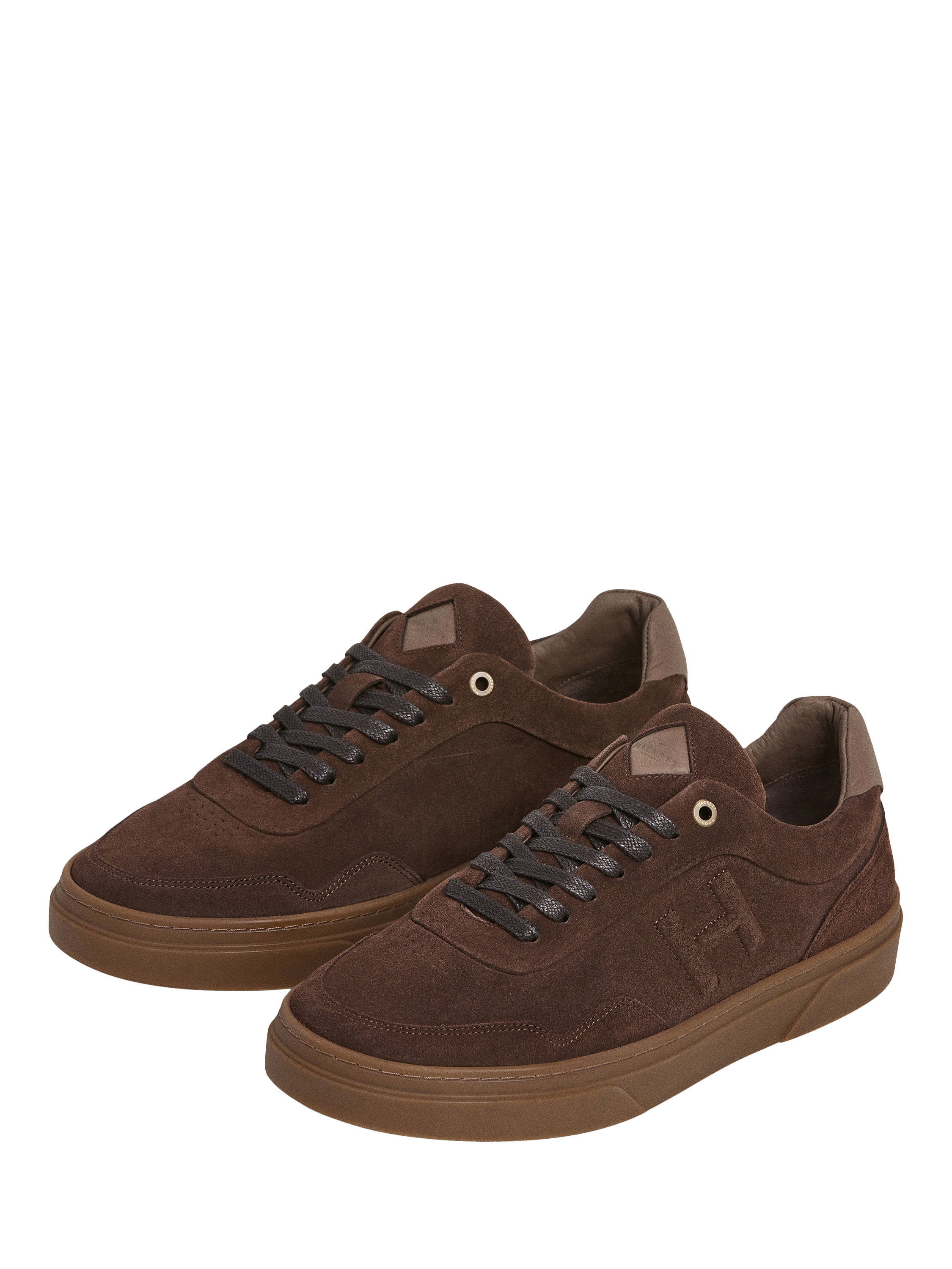 Product image 3 of 6, which shows Hackett London Tonal Motif Suede Trainers, Bark Brown, 11