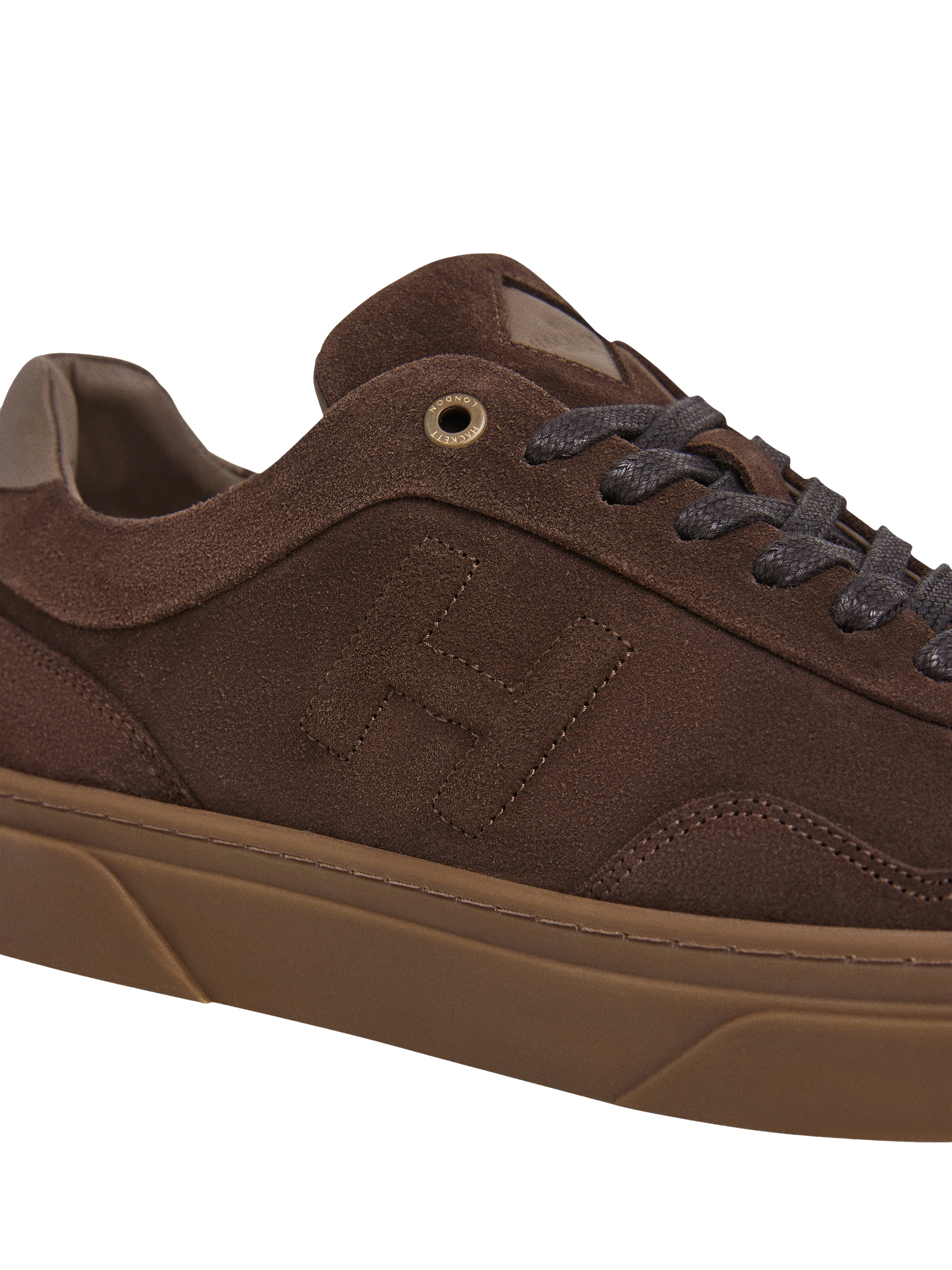 Product image 5 of 6, which shows Hackett London Tonal Motif Suede Trainers, Bark Brown, 11