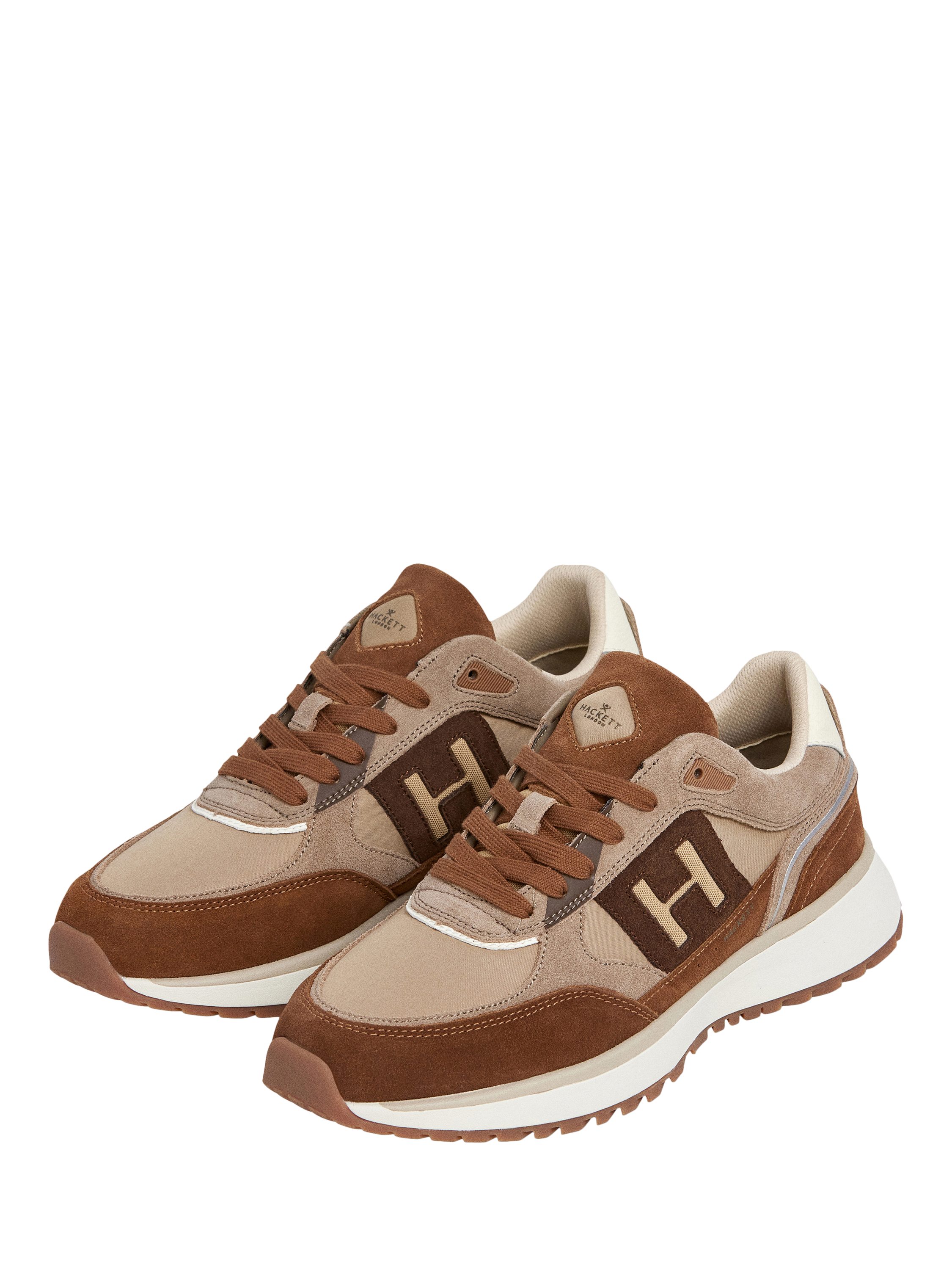 Product image 3 of 6, which shows Hackett London Otto Lace Up Trainers, Beige, 11