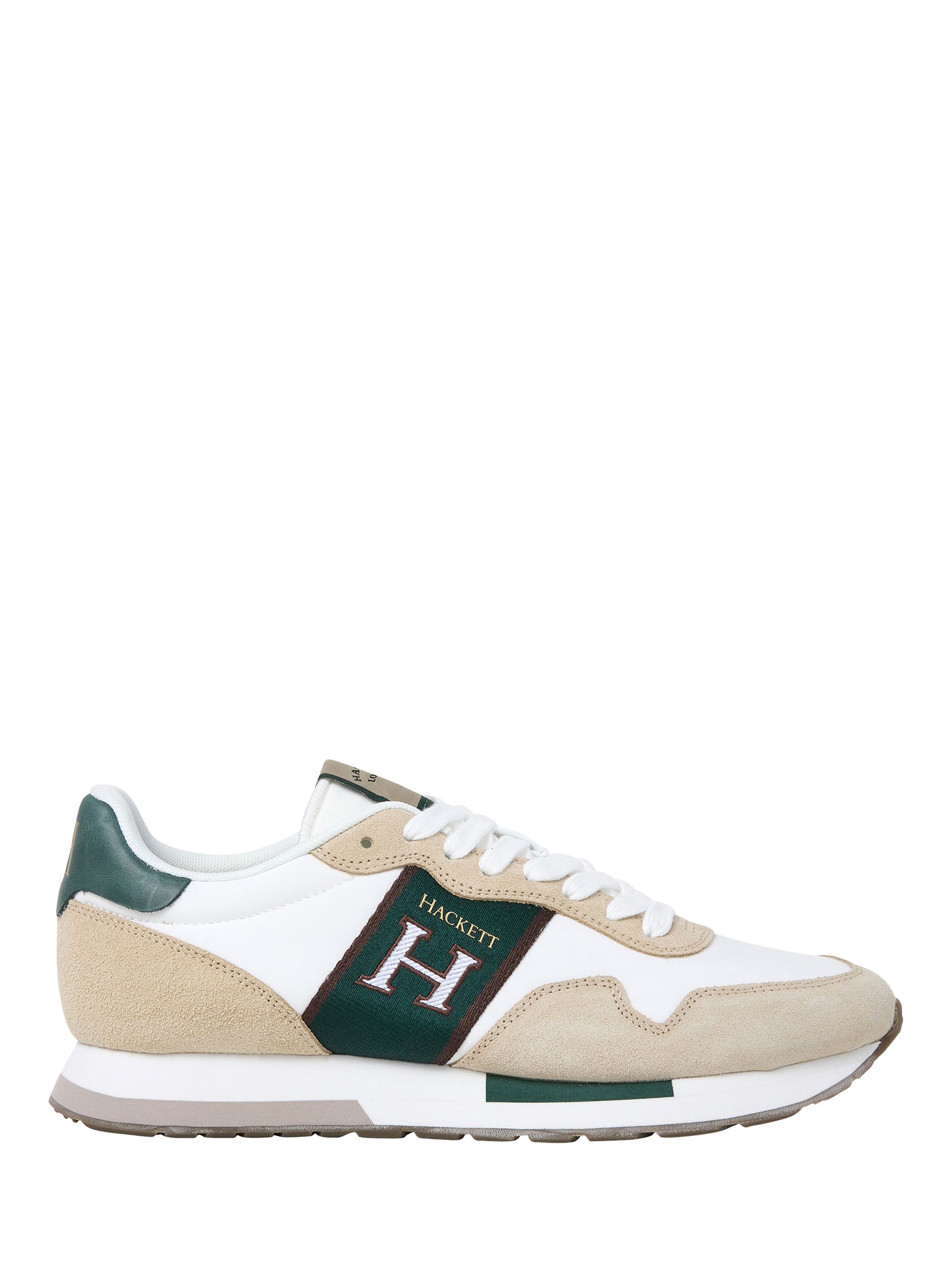 Product image 1 of 6, which shows Hackett London Keston Tape Lace Up Trainers, Off White/Multi, 11