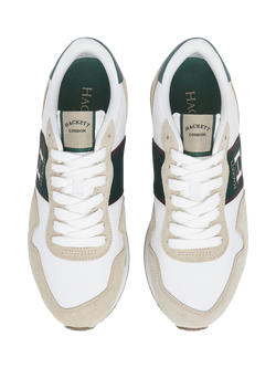 Hackett London Keston Tape Lace Up Trainers, Off White/Multi - view 2, Off White/Multi