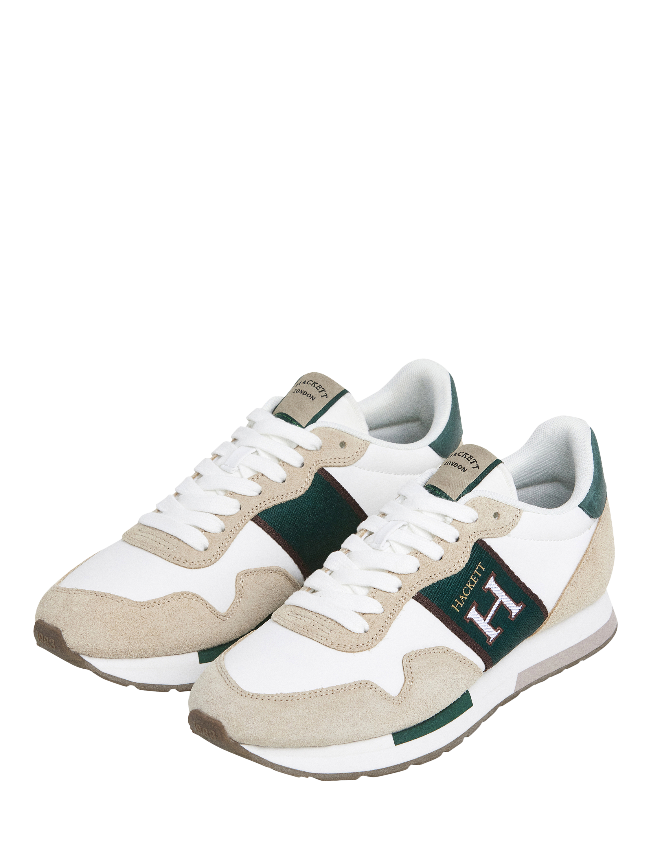 Product image 3 of 6, which shows Hackett London Keston Tape Lace Up Trainers, Off White/Multi, 11