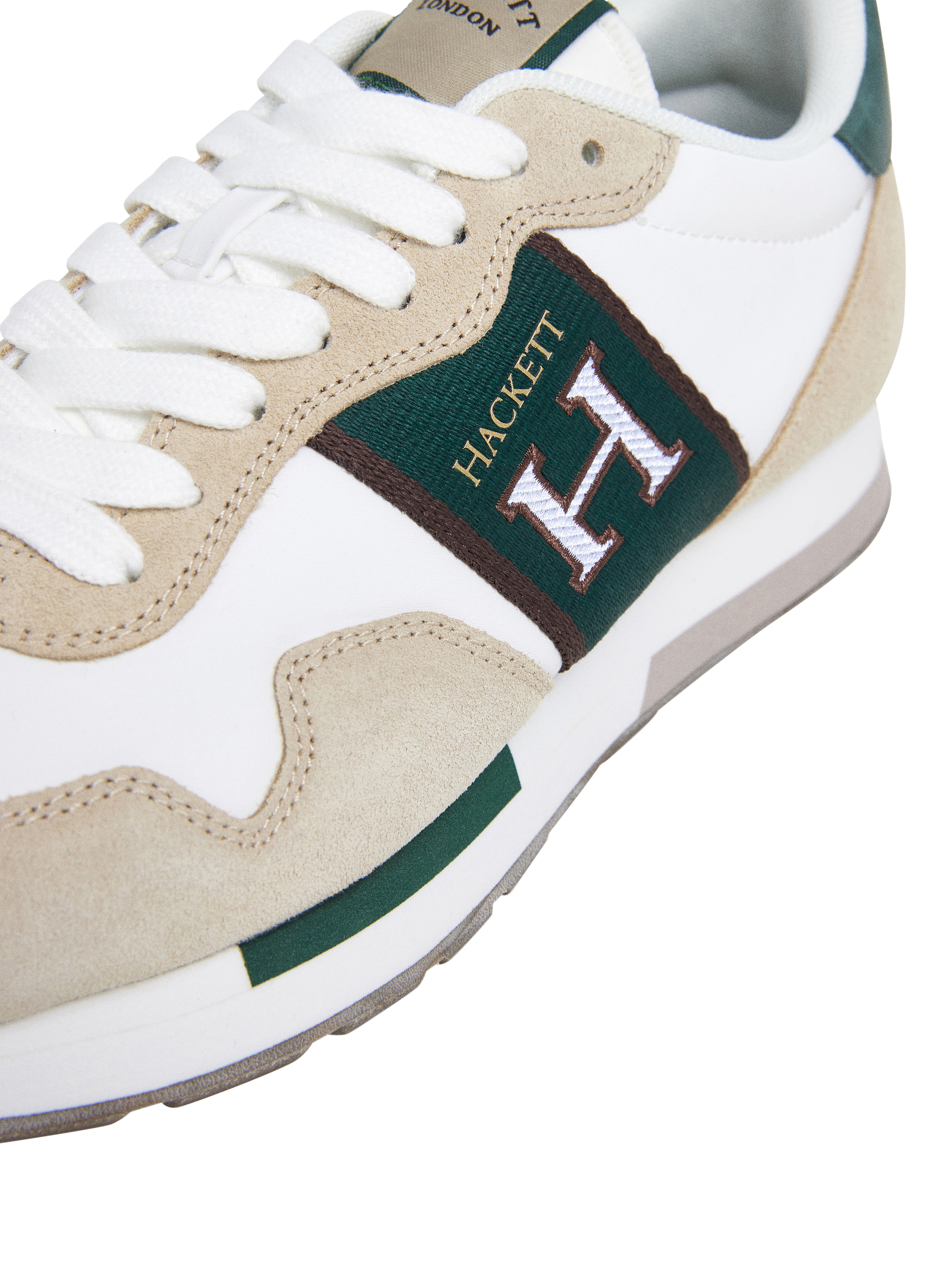 Product image 5 of 6, which shows Hackett London Keston Tape Lace Up Trainers, Off White/Multi, 11