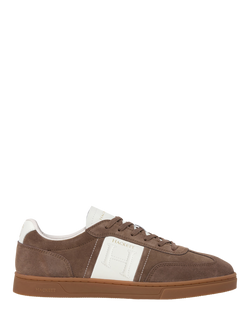 Hackett London Harper League Lace Up Suede Trainers, Mud Brown