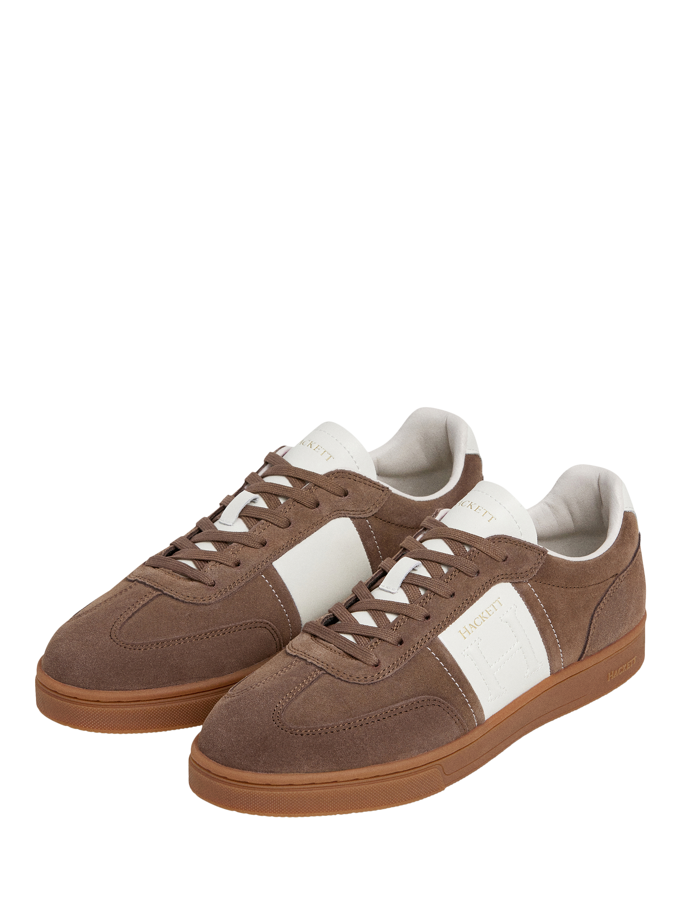 Product image 3 of 6, which shows Hackett London Harper League Lace Up Suede Trainers, Mud Brown, 6