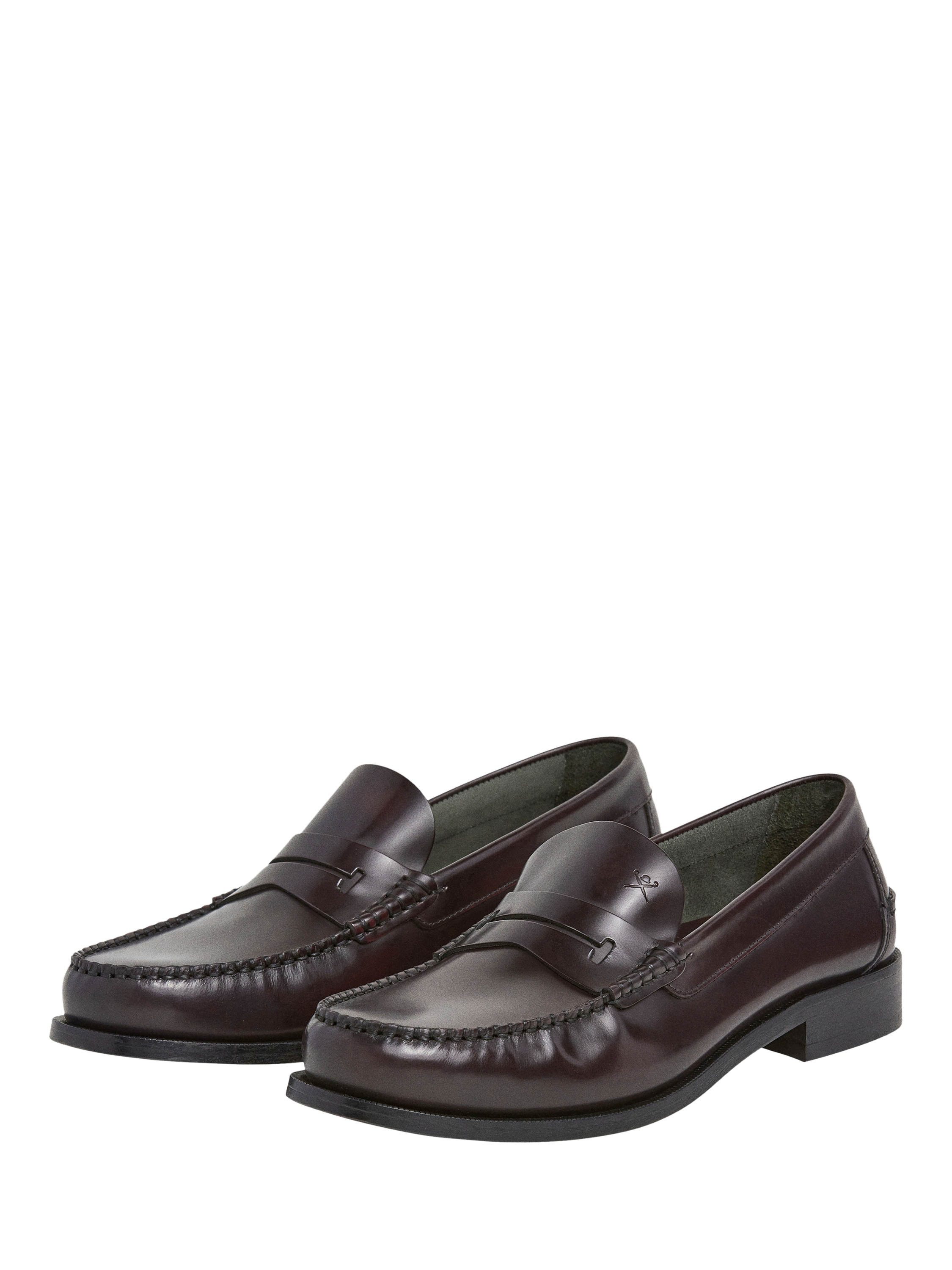 Product image 3 of 6, which shows Hackett London Leather Penny Loafers, Bordeaux Red, 11
