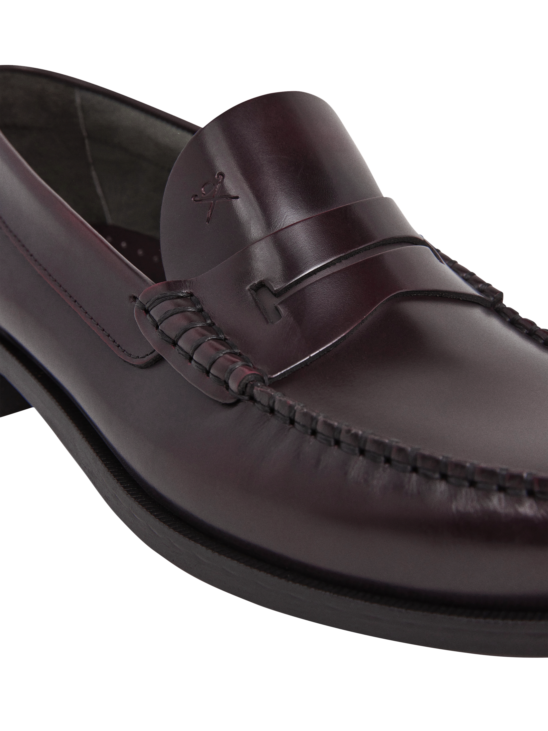 Product image 5 of 6, which shows Hackett London Leather Penny Loafers, Bordeaux Red, 11