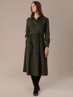 Celtic & Co. Corduroy Shirt Midi Dress, Dark Moss, Dark Moss