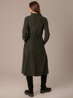 Celtic & Co. Corduroy Shirt Midi Dress, Dark Moss - view 2, Dark Moss