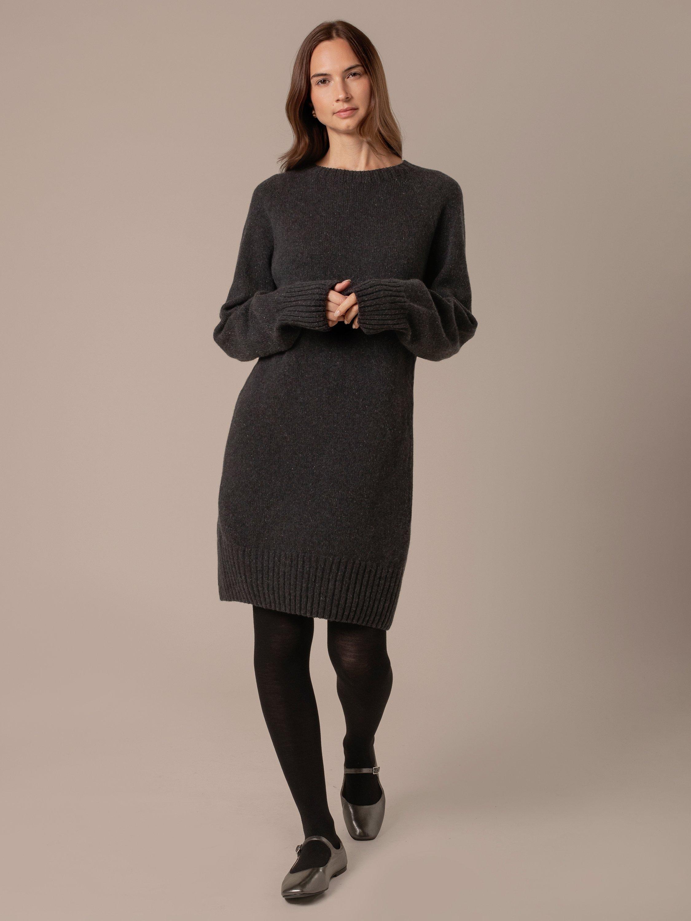 Product image 1 of 8, which shows Celtic & Co. Slouch Wool Rich Jumper Dress, Charcoal, XS
