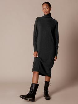 Celtic & Co. Turtleneck Pure Wool Jumper Midi Dress, Charcoal