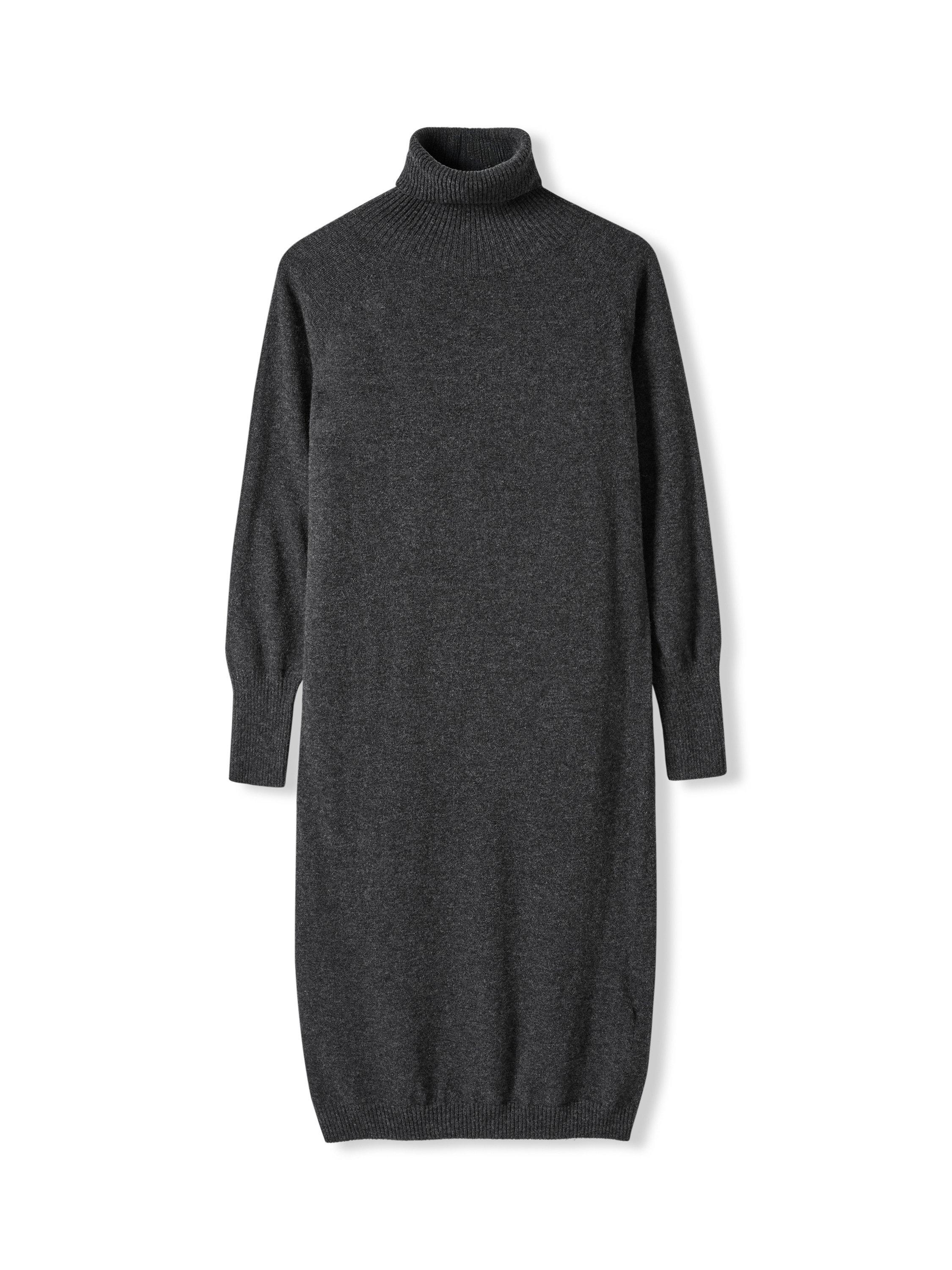 Product image 2 of 4, which shows Celtic & Co. Turtleneck Pure Wool Jumper Midi Dress, Charcoal, XS
