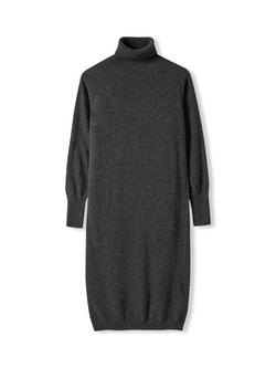 Celtic & Co. Turtleneck Pure Wool Jumper Midi Dress - view 2, Charcoal