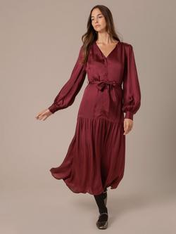 Celtic & Co. V-Neck Tiered Maxi Dress, Oxblood, Oxblood