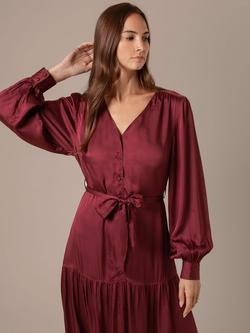 Celtic & Co. V-Neck Tiered Maxi Dress, Oxblood - view 2, Oxblood