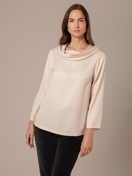 Celtic & Co. Drape Cowl Neck Top, Oyster, Oyster