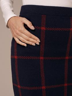 Celtic & Co. Windowpane Check Pure Wool Mini Skirt, French Navy/ Rust - view 2, French Navy/ Rust