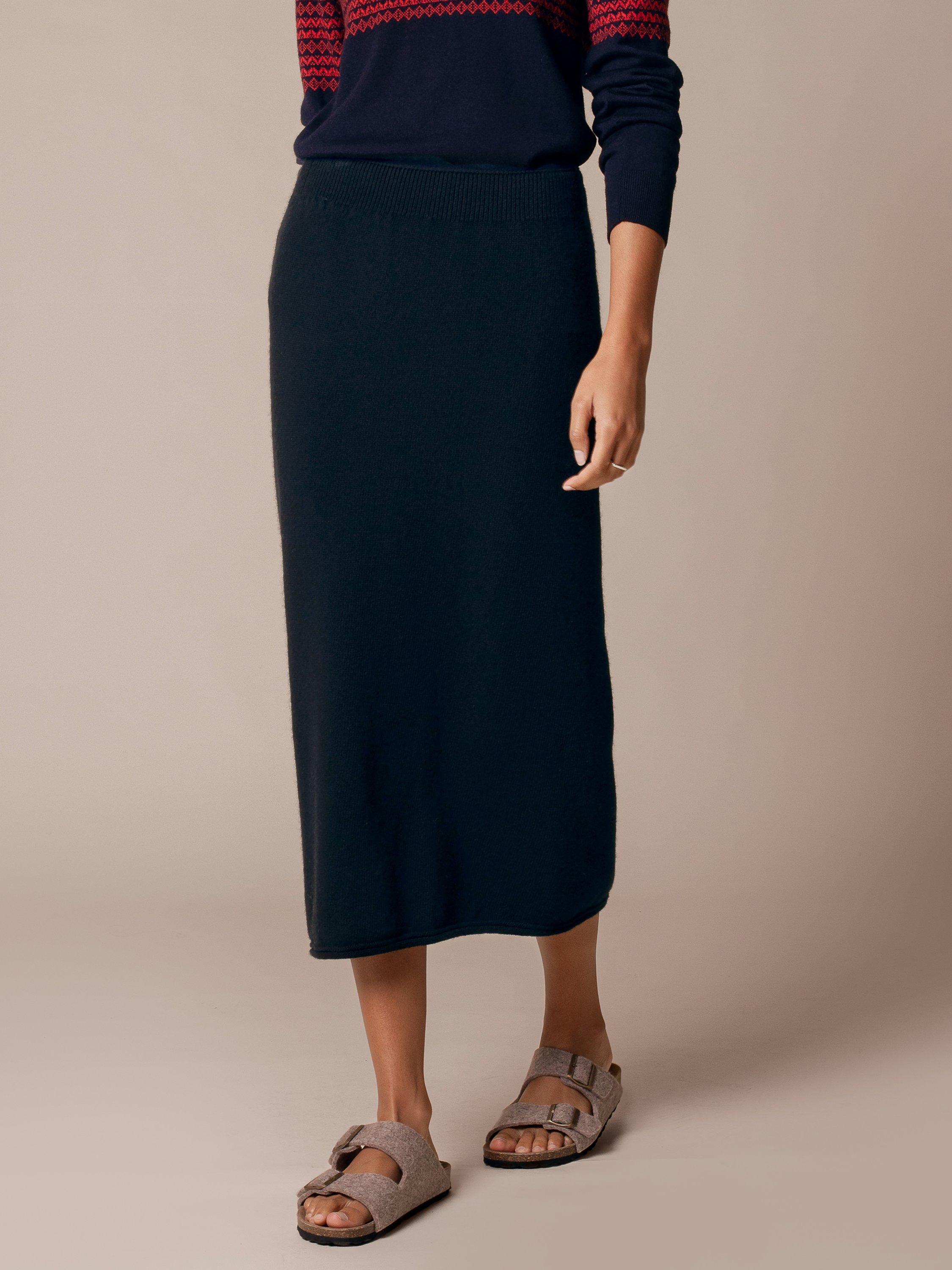 Product image 2 of 4, which shows Celtic & Co. Pure Wool Midi Skirt, Dark Navy, XS