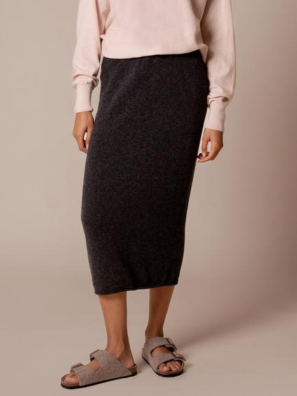 Celtic & Co. Straight Pure Wool Midi Skirt, Charcoal, Charcoal