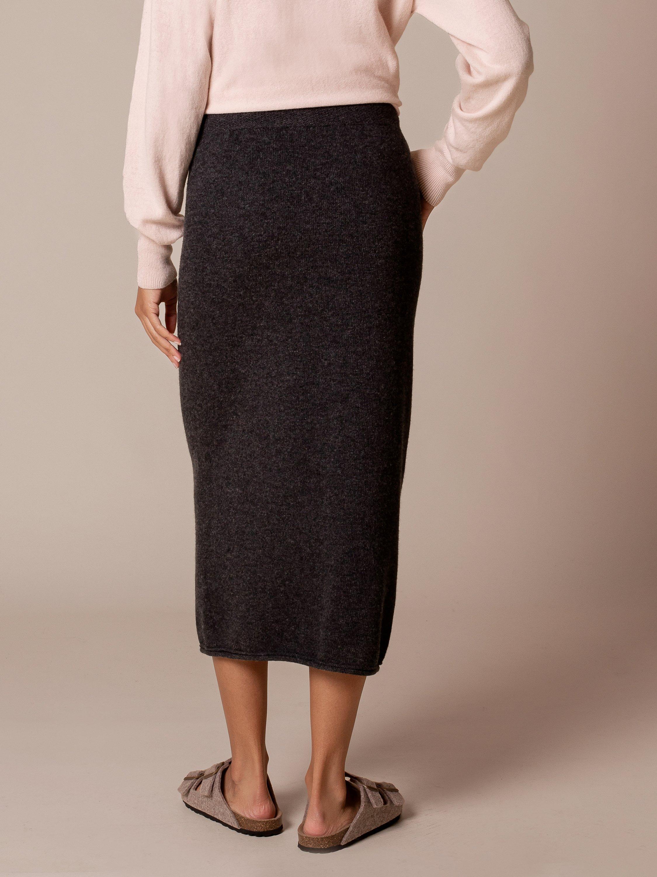 Product image 3 of 5, which shows Celtic & Co. Straight Pure Wool Midi Skirt, Charcoal, XS