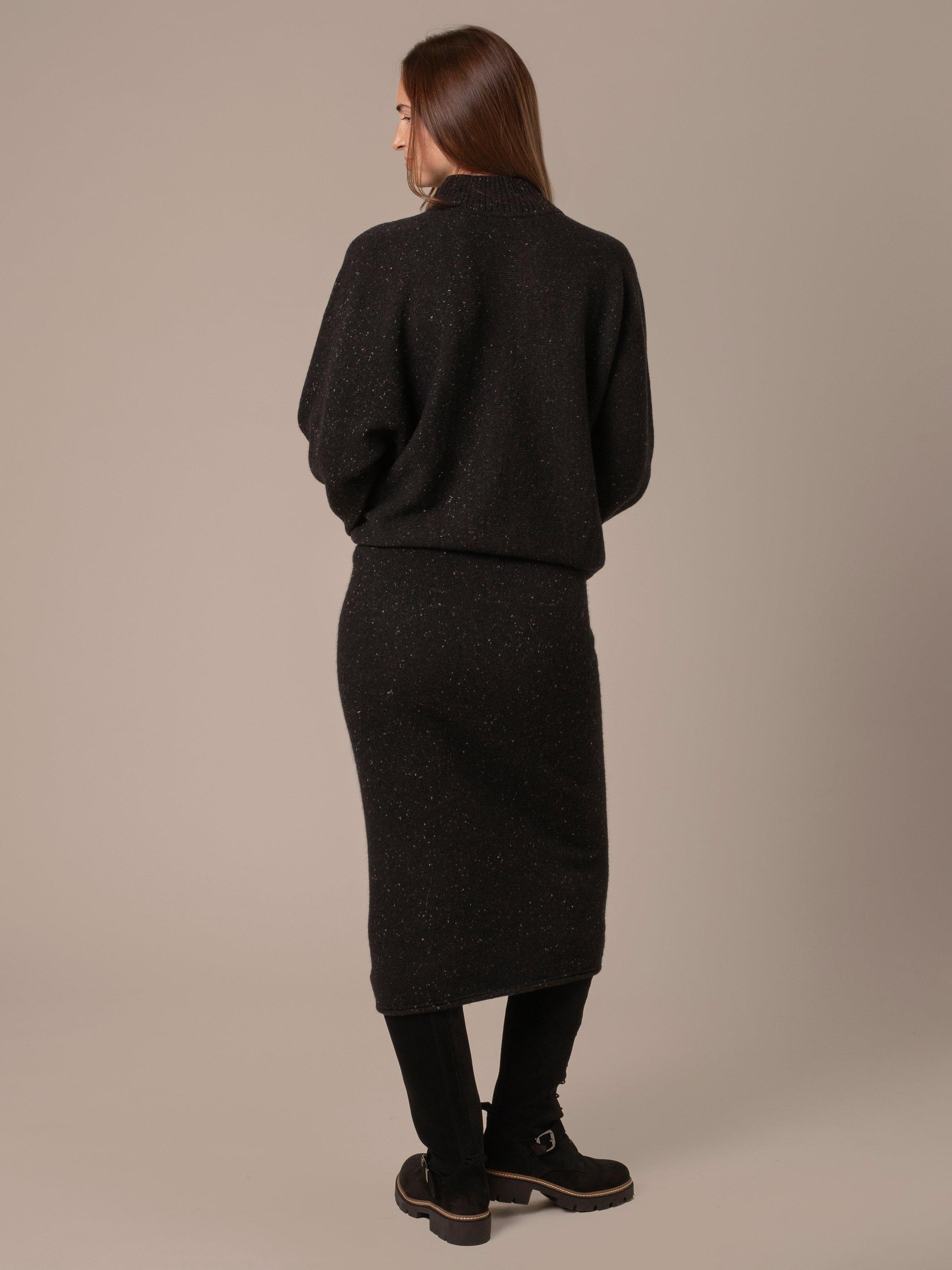 Product image 3 of 9, which shows Celtic & Co. Fleck Pure Wool Midi Skirt, Charcoal, XS