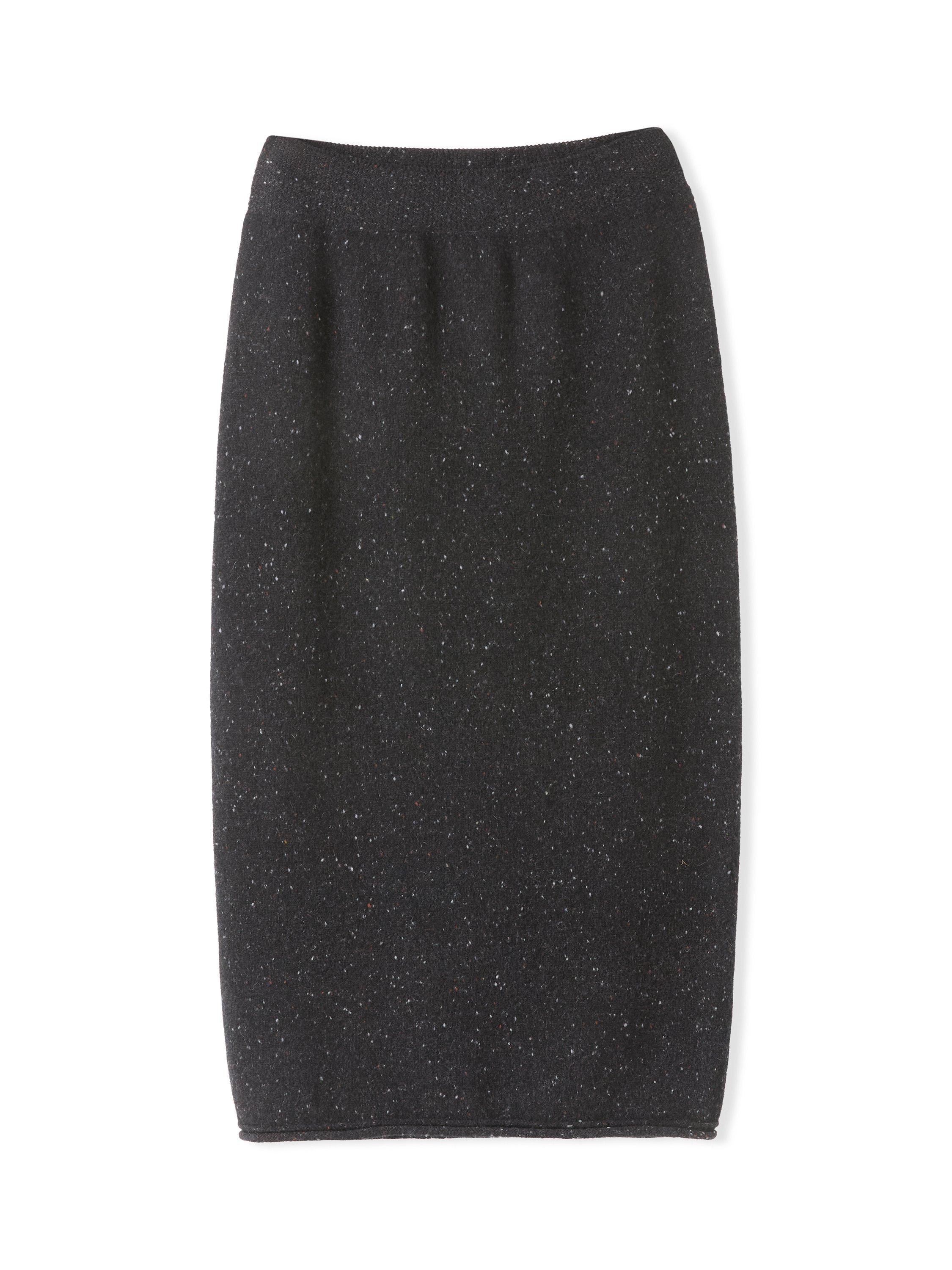 Product image 6 of 9, which shows Celtic & Co. Fleck Pure Wool Midi Skirt, Charcoal, XS