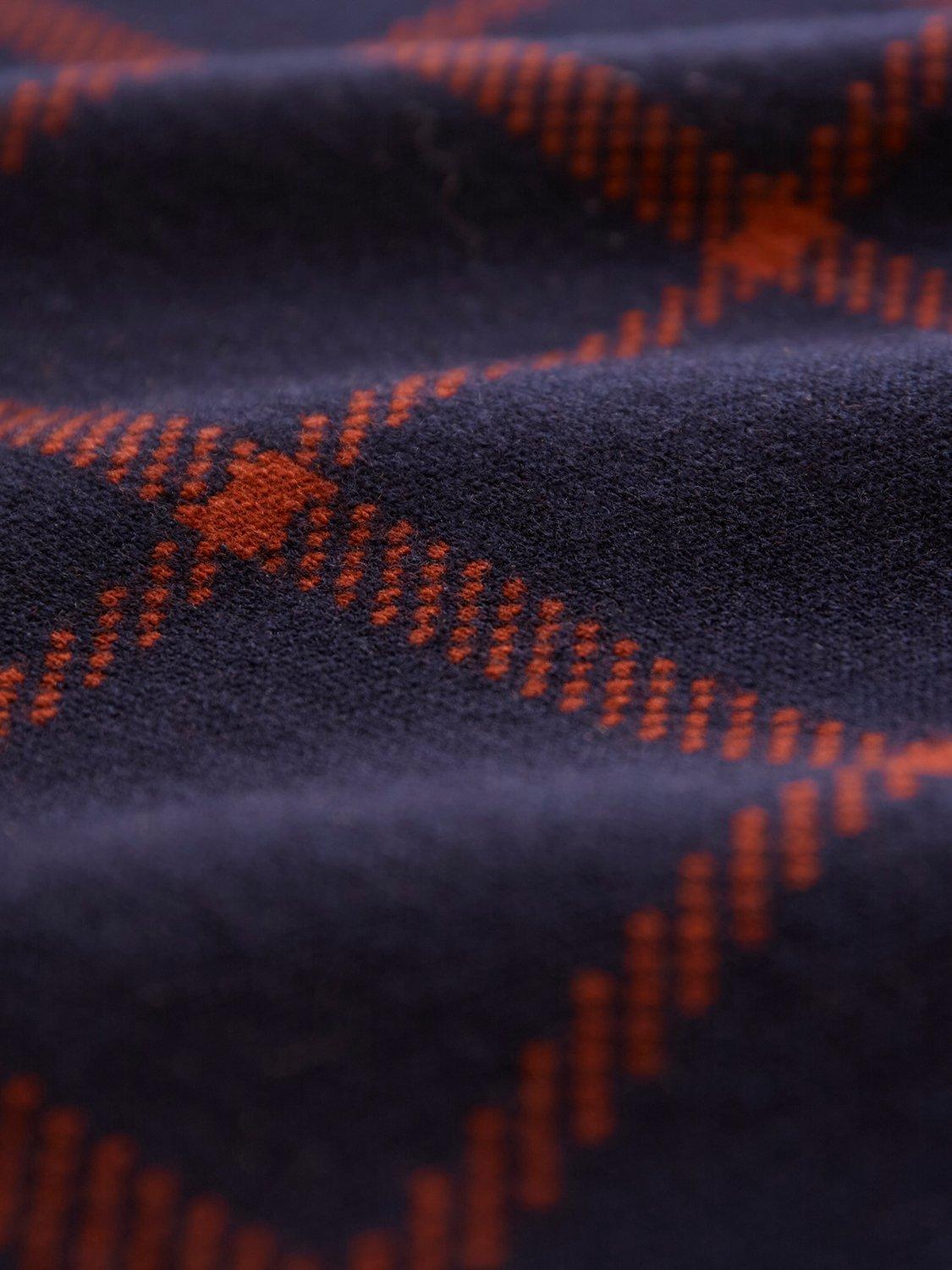 Product image 6 of 6, which shows Celtic & Co. Windowpane Check Pure Wool Jumper, French Navy/Rust, XS