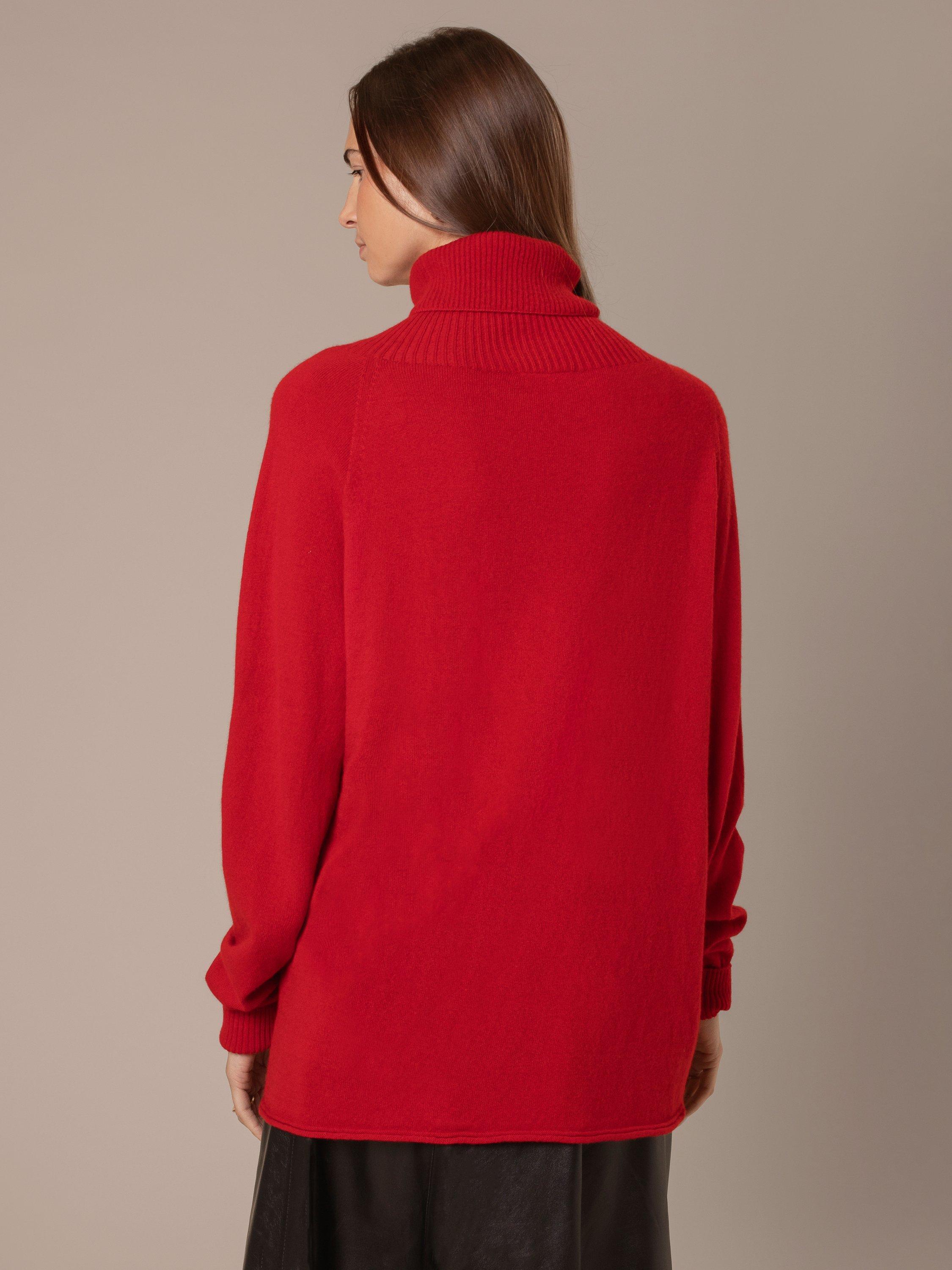 Product image 2 of 7, which shows Celtic & Co. Slouch Roll Neck Pure Wool Jumper, Garnet, XS