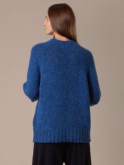 Celtic & Co. Funnel Neck Fleck Pure Wool Jumper, Lapis - view 2, Lapis