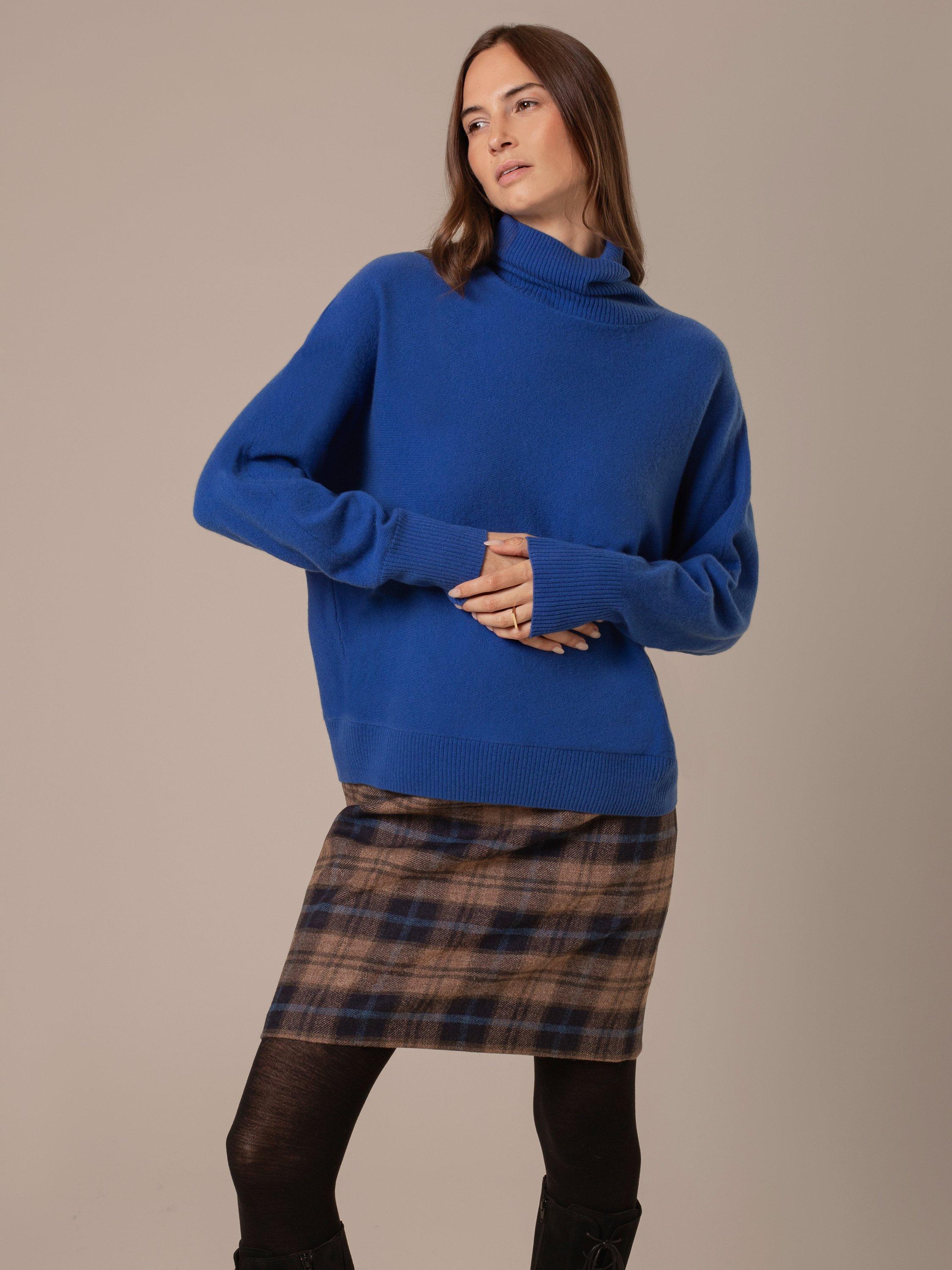 Product image 1 of 7, which shows Celtic & Co. Roll Neck Pure Wool Jumper, Lapis, XS