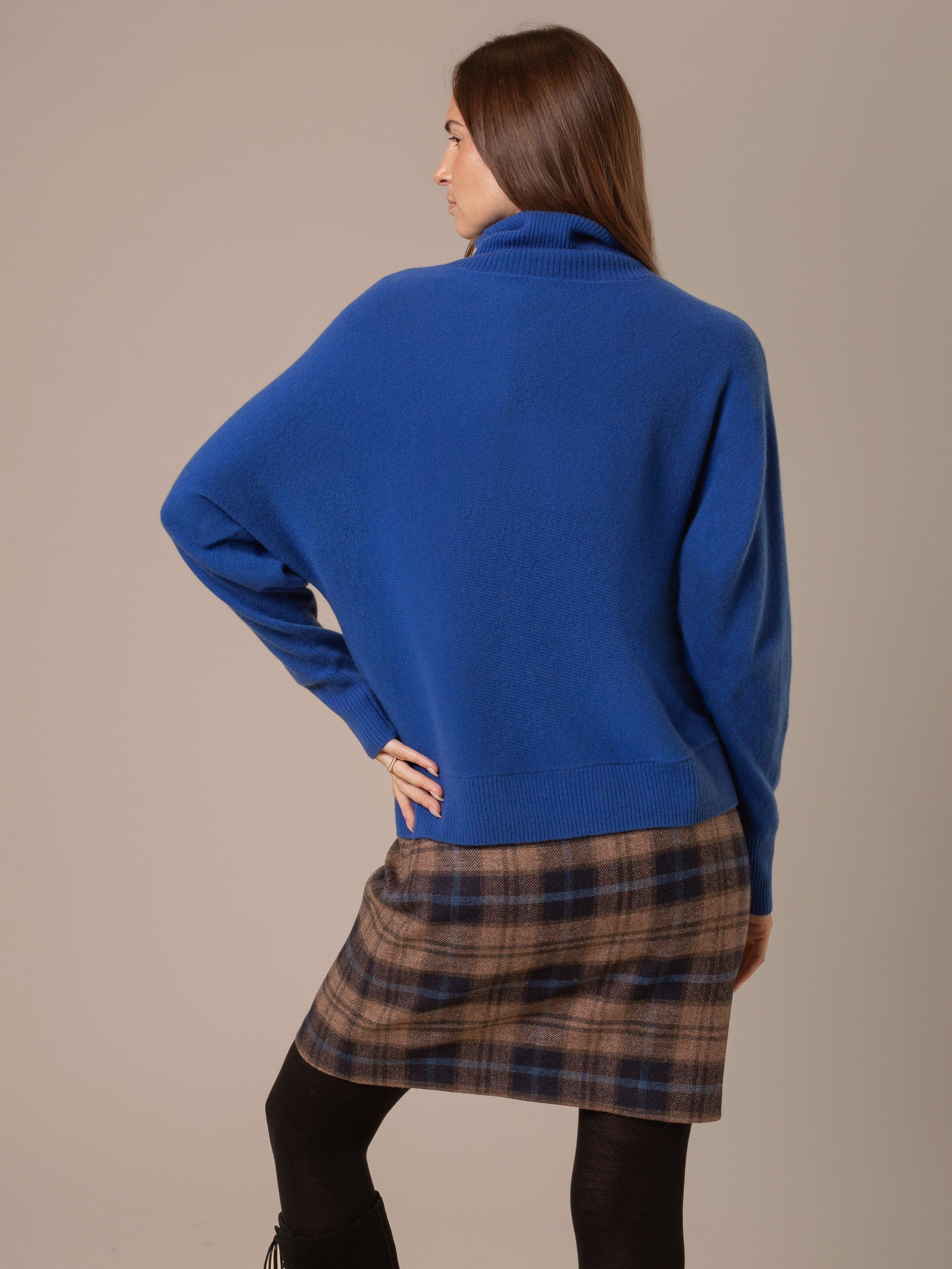 Product image 2 of 7, which shows Celtic & Co. Roll Neck Pure Wool Jumper, Lapis, XS
