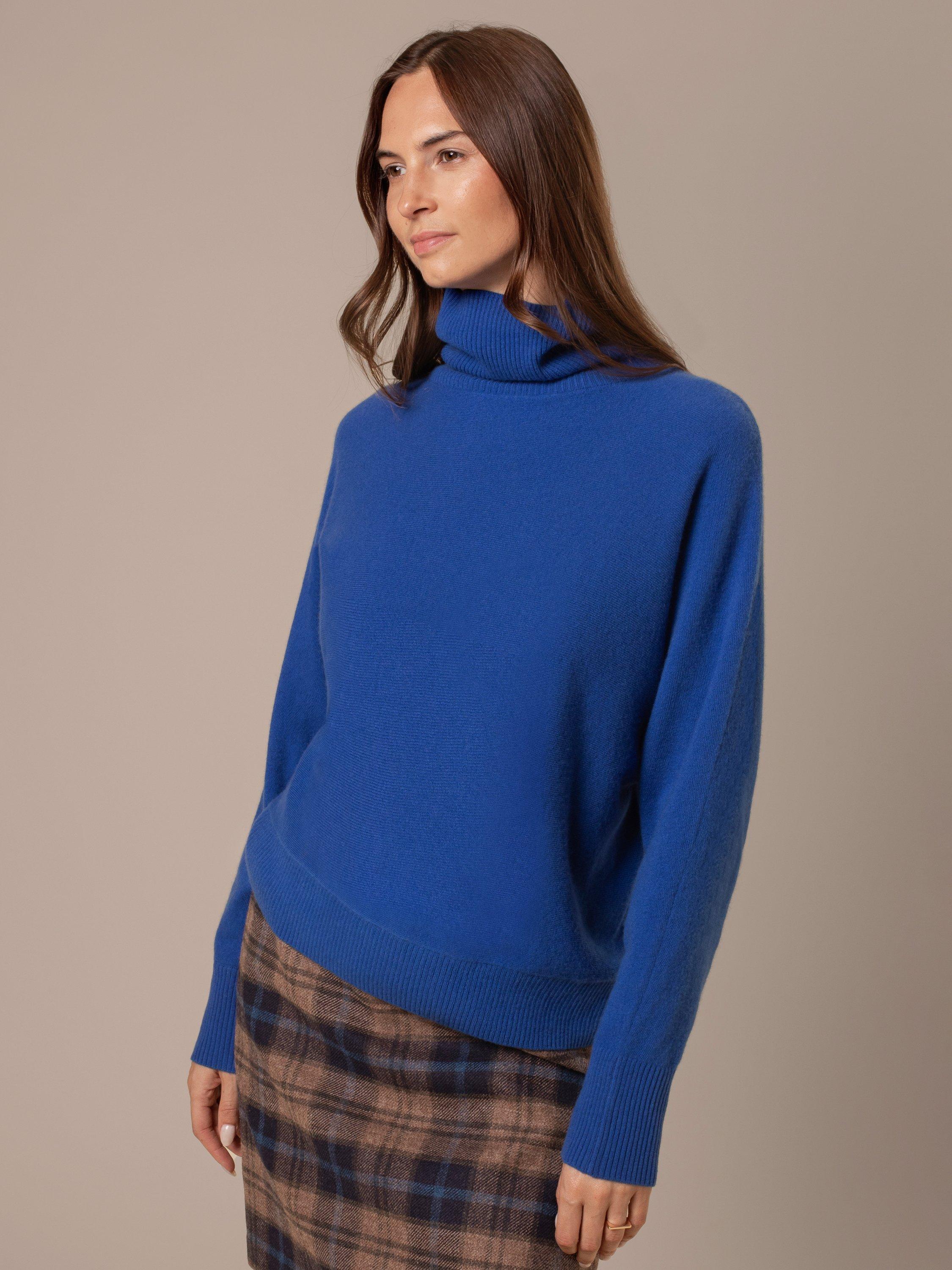 Product image 3 of 7, which shows Celtic & Co. Roll Neck Pure Wool Jumper, Lapis, XS