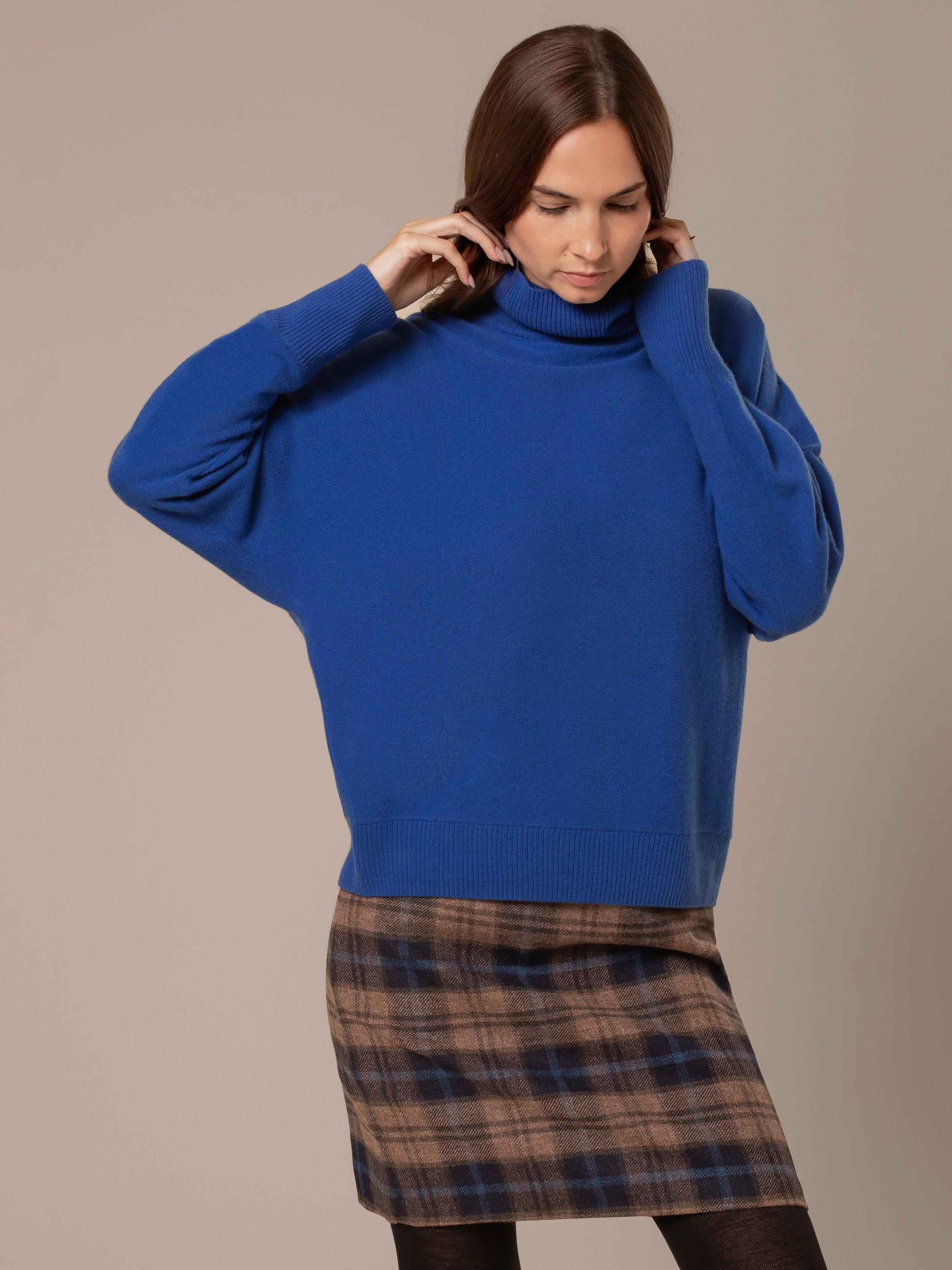 Product image 4 of 7, which shows Celtic & Co. Roll Neck Pure Wool Jumper, Lapis, XS