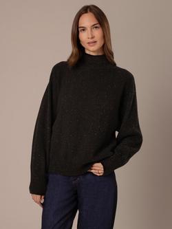 Celtic & Co. Fleck High Neck Pure Wool Jumper, Charcoal, Charcoal