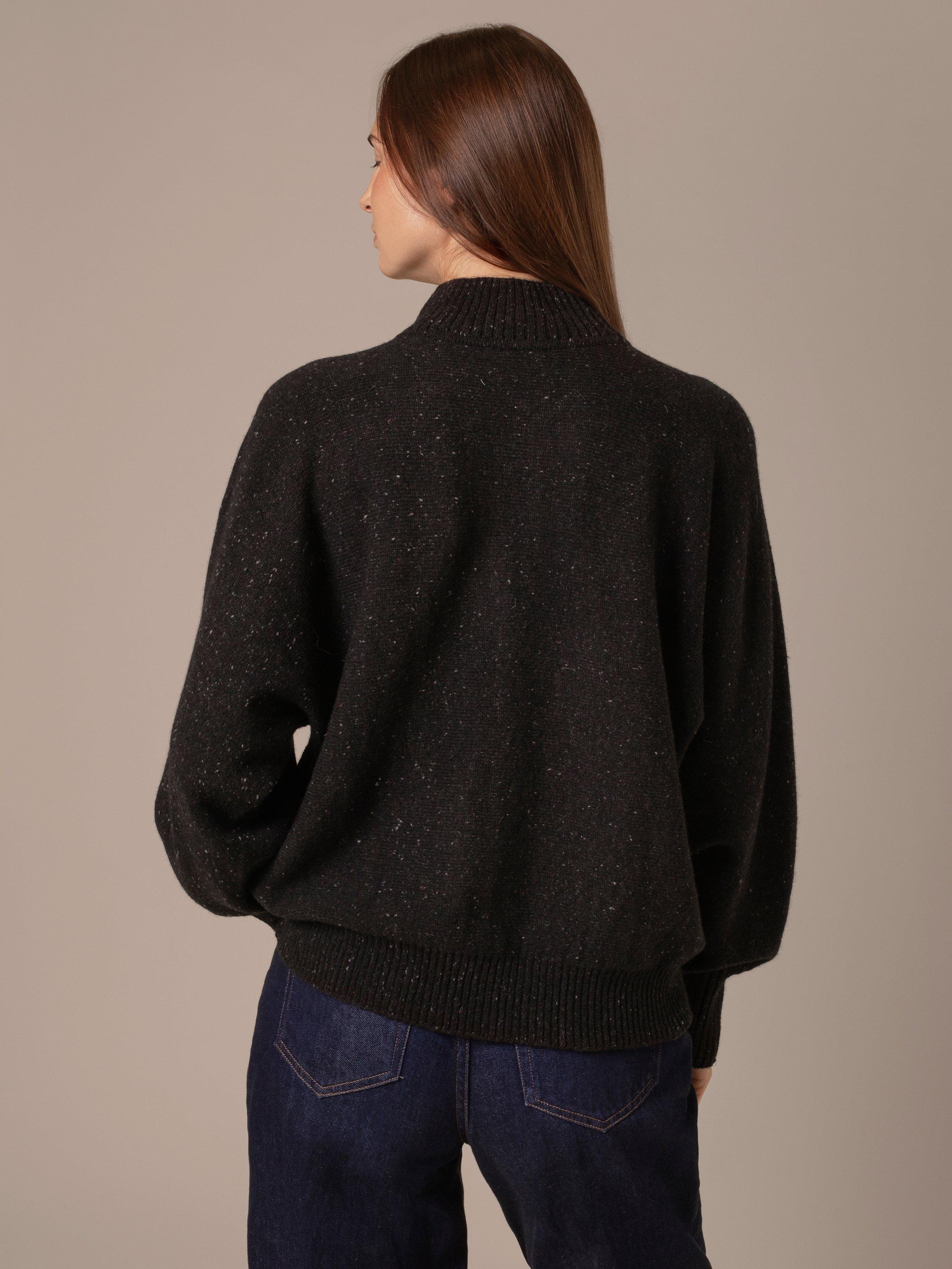 Product image 2 of 8, which shows Celtic & Co. Fleck High Neck Pure Wool Jumper, Charcoal, XS
