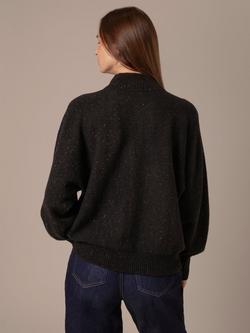 Celtic & Co. Fleck High Neck Pure Wool Jumper, Charcoal - view 2, Charcoal