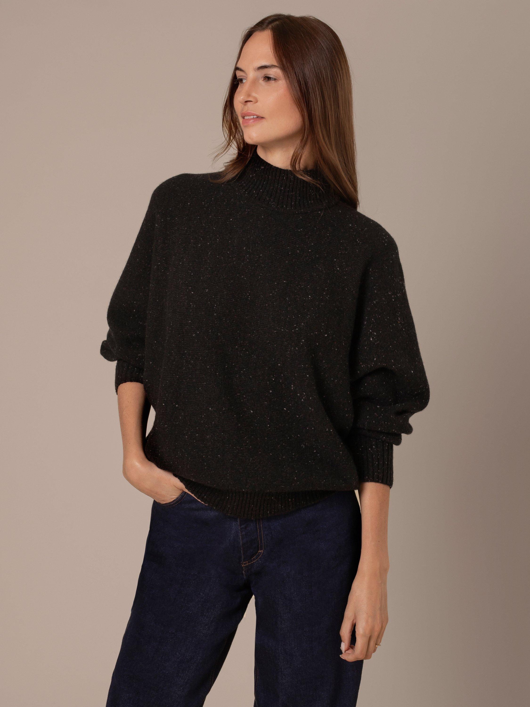 Product image 3 of 8, which shows Celtic & Co. Fleck High Neck Pure Wool Jumper, Charcoal, XS