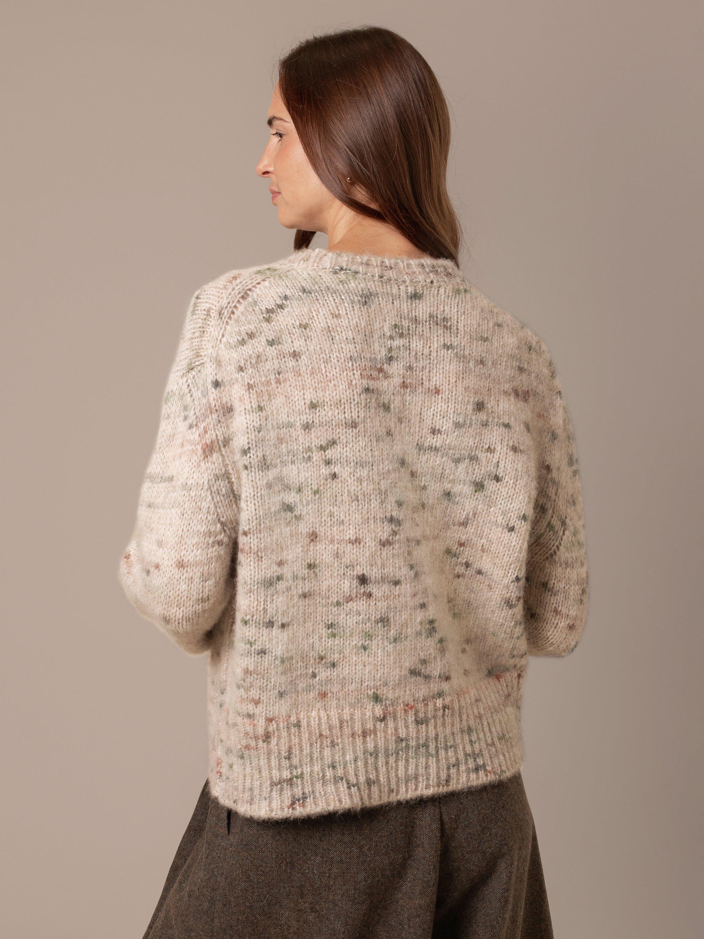 Product image 3 of 9, which shows Celtic & Co. Paint Drip Wool Rich Jumper, Oatmeal/Multi, XS