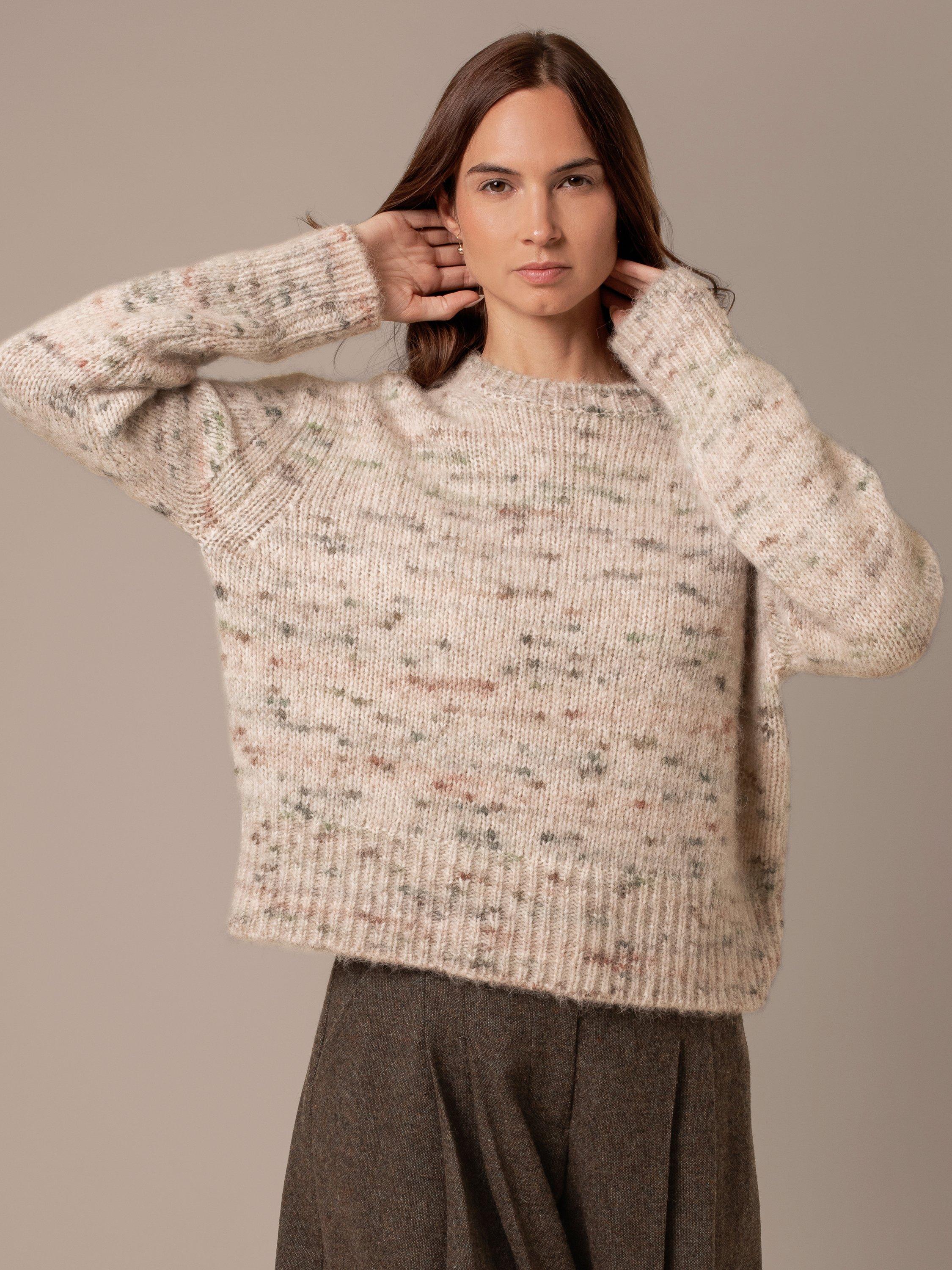 Product image 5 of 9, which shows Celtic & Co. Paint Drip Wool Rich Jumper, Oatmeal/Multi, XS